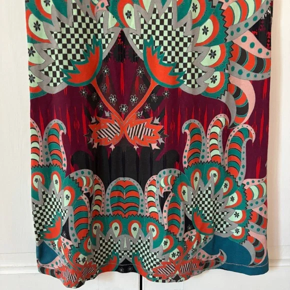 Custo Barcelona Dress Size Medium Abstract Boho 90s Y2K Knee Length Artsy V-Neck - Picture 15 of 16